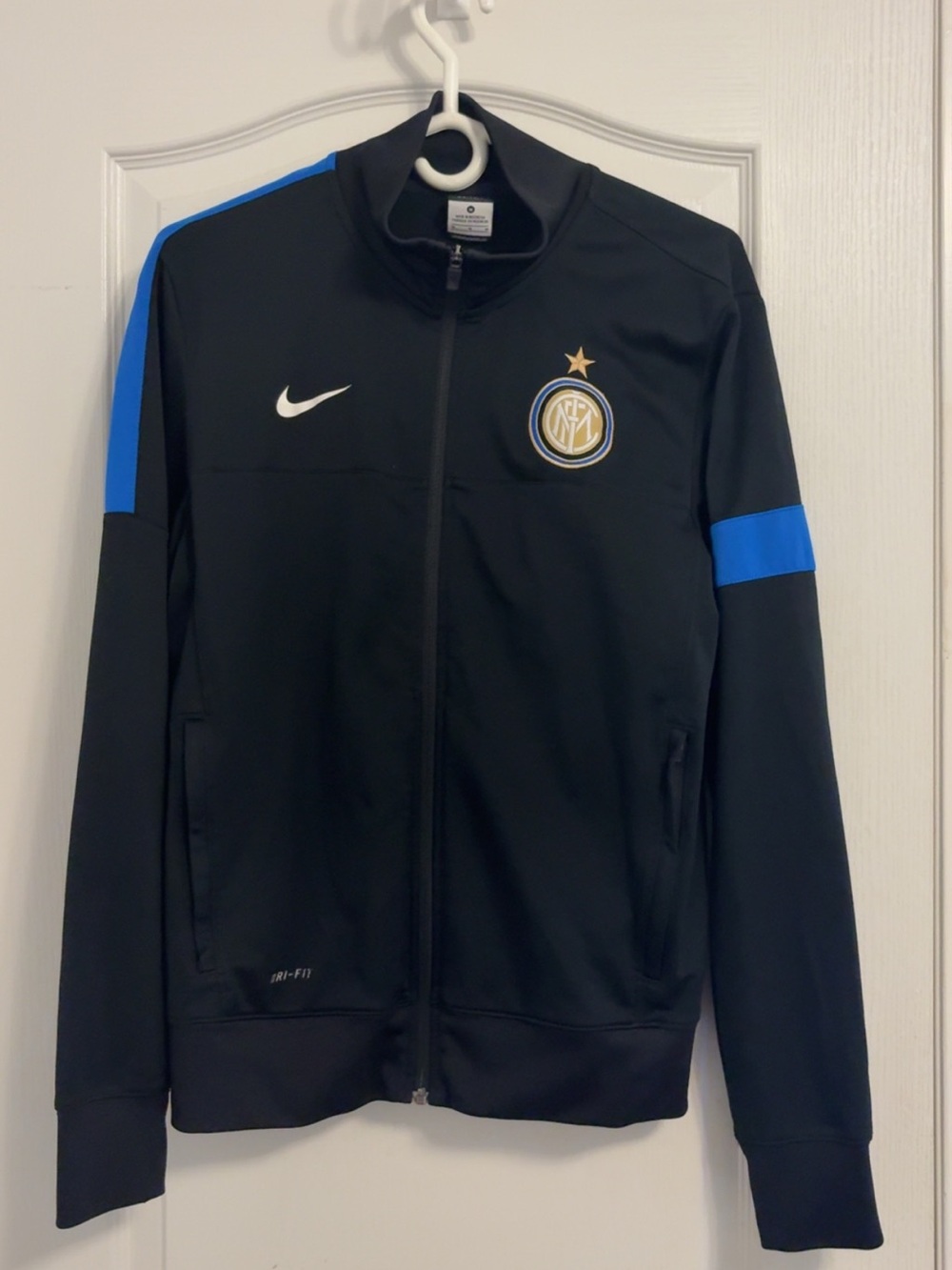 Nike Black Track Jacket with Blue Accents - Inter Milan Crest